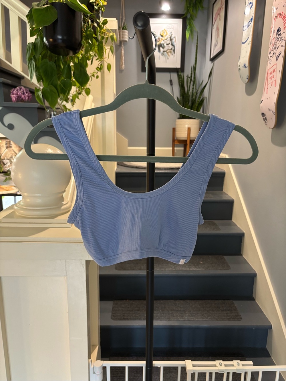Old Navy Light Blue Ribbed Scoop-Back Sports Bralette